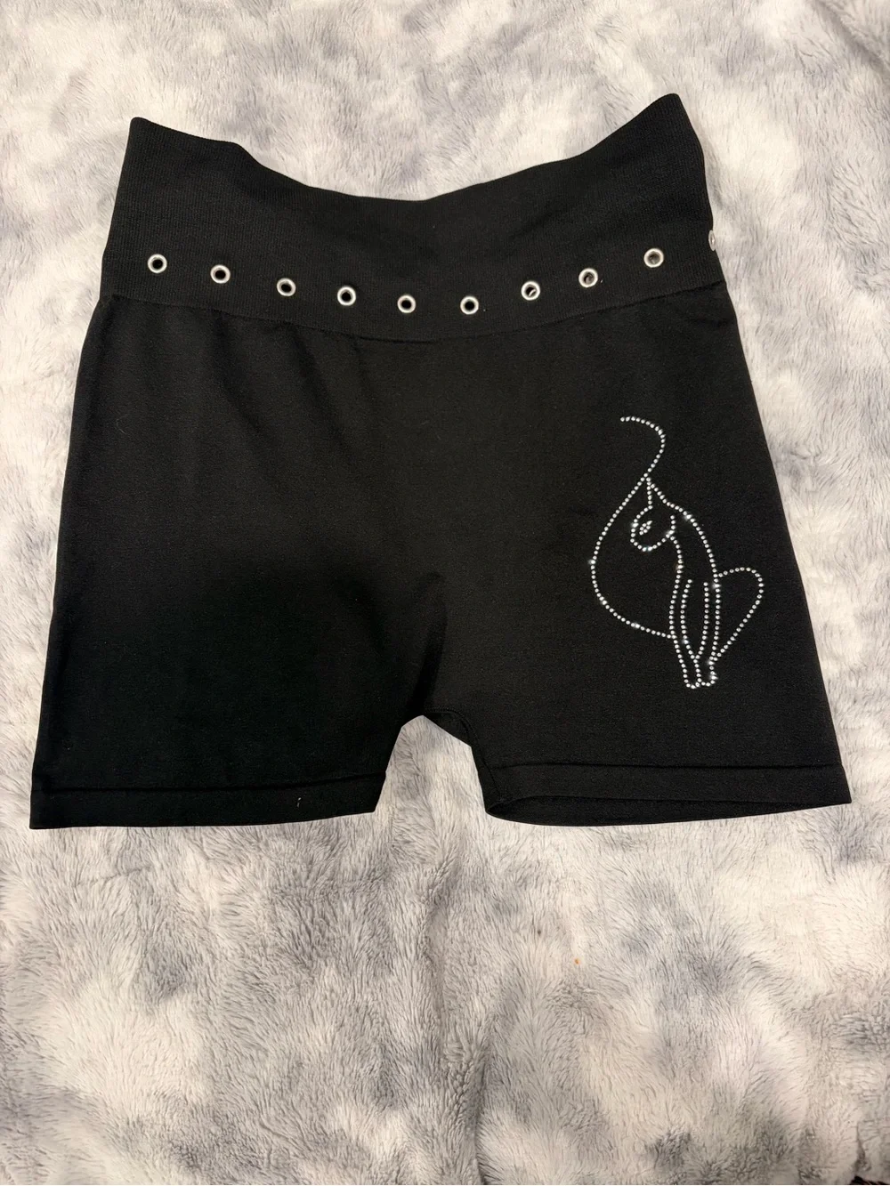 Baby Phat Black Rhinestone Logo Bike Shorts